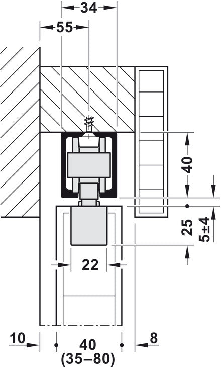 Sliding Door Hardware, HAWA Junior 80/B, set