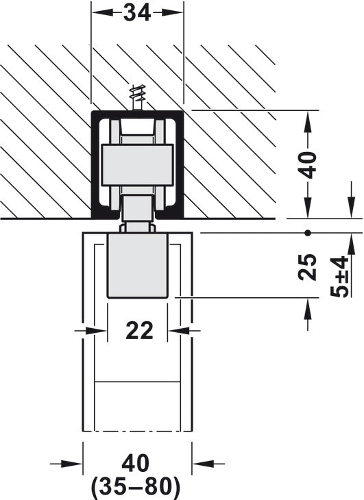 Sliding Door Hardware, HAWA Junior 80/B, set