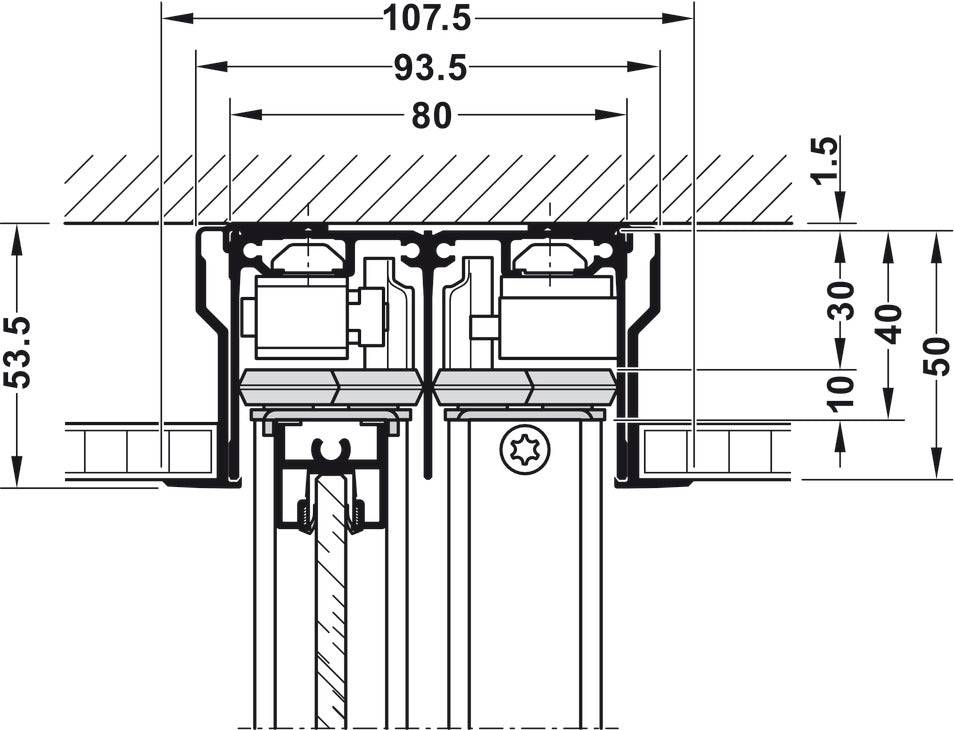 Sliding Door Hardware, Slido R-Aluflex 80W, set