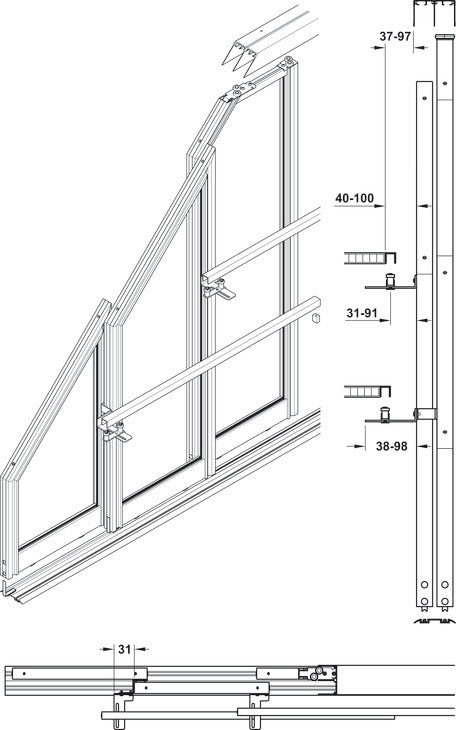 Sliding Door Hardware, Slido R-Aluflex 80W, set