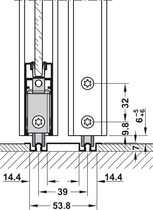 Sliding Door Hardware, Slido R-Aluflex 80W, set