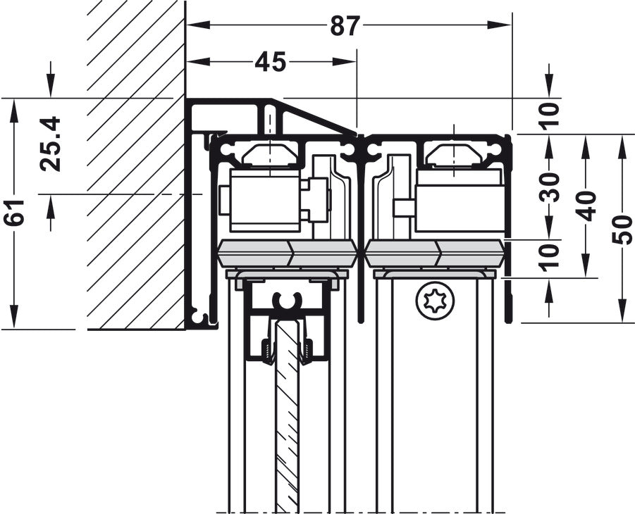 Sliding Door Hardware, Slido R-Aluflex 80W, set