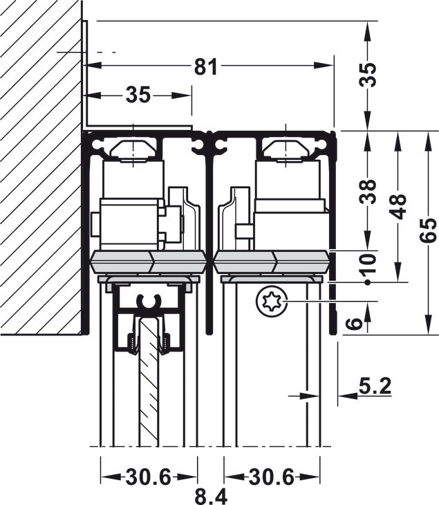 Sliding Door Hardware, Slido R-Aluflex 80W, set