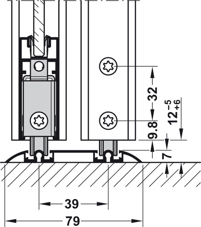 Sliding Door Hardware, Slido R-Aluflex 80W, set
