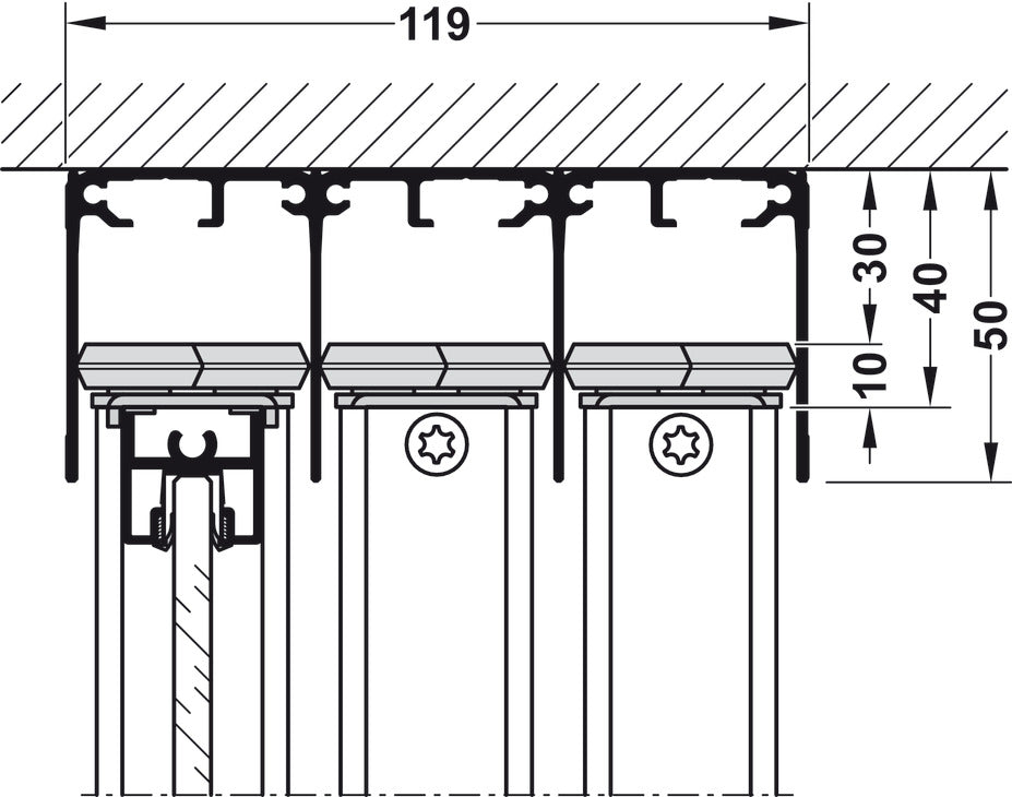Sliding Door Hardware, Slido R-Aluflex 80W, set