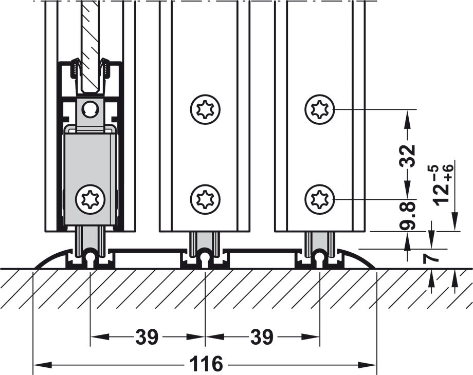 Sliding Door Hardware, Slido R-Aluflex 80W, set