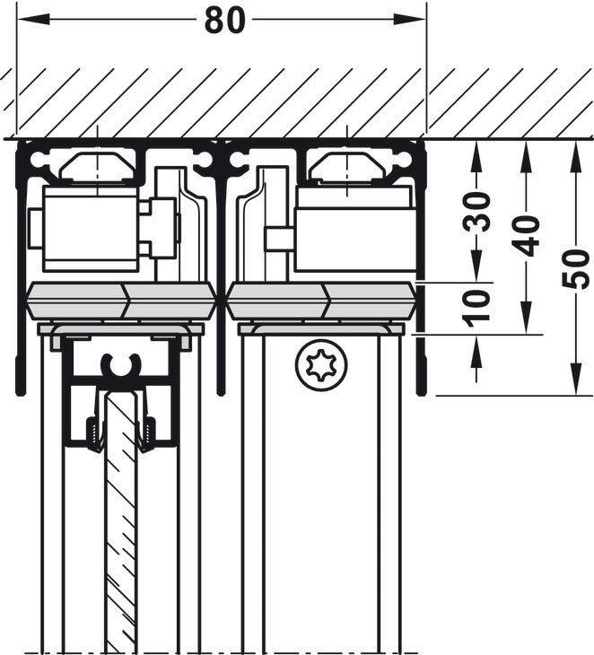 Sliding Door Hardware, Slido R-Aluflex 80W, set