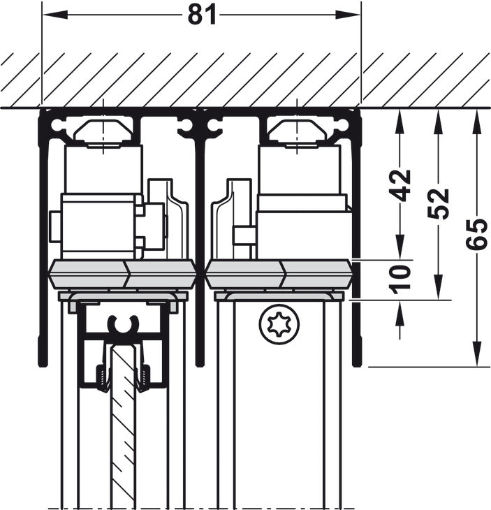 Sliding Door Hardware, Slido R-Aluflex 80W, set