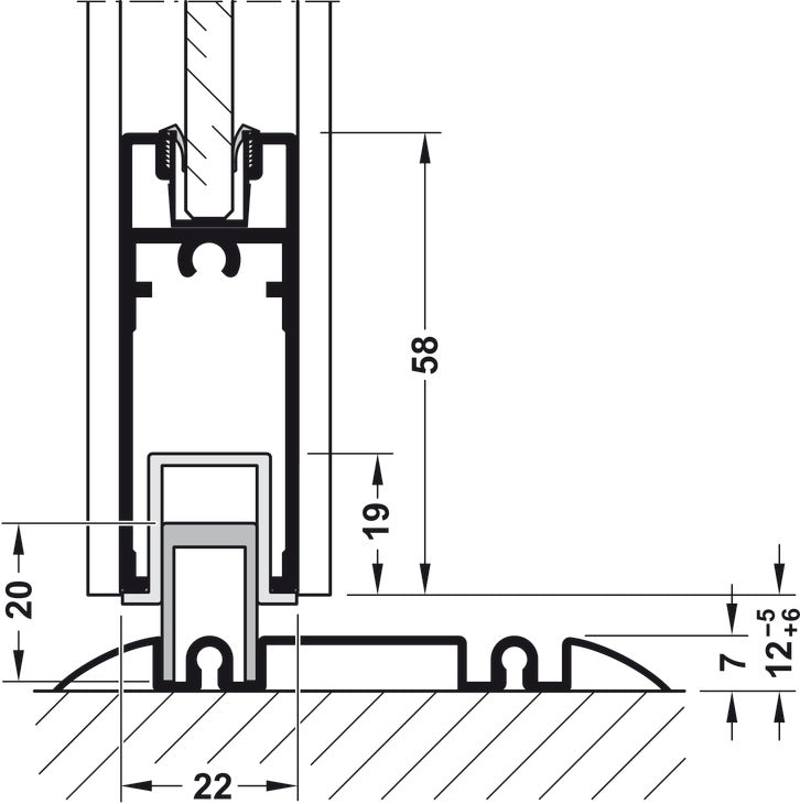 Sliding Door Hardware, Slido R-Aluflex 80W, set