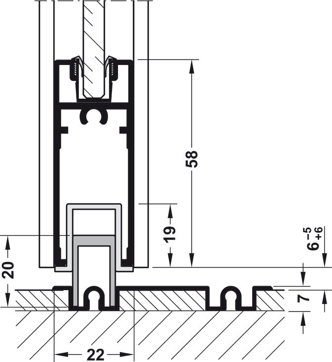 Sliding Door Hardware, Slido R-Aluflex 80W, set