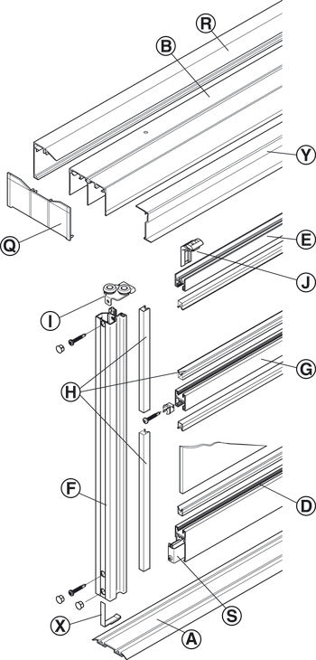 Sliding Door Hardware, Slido R-Aluflex 80W, set
