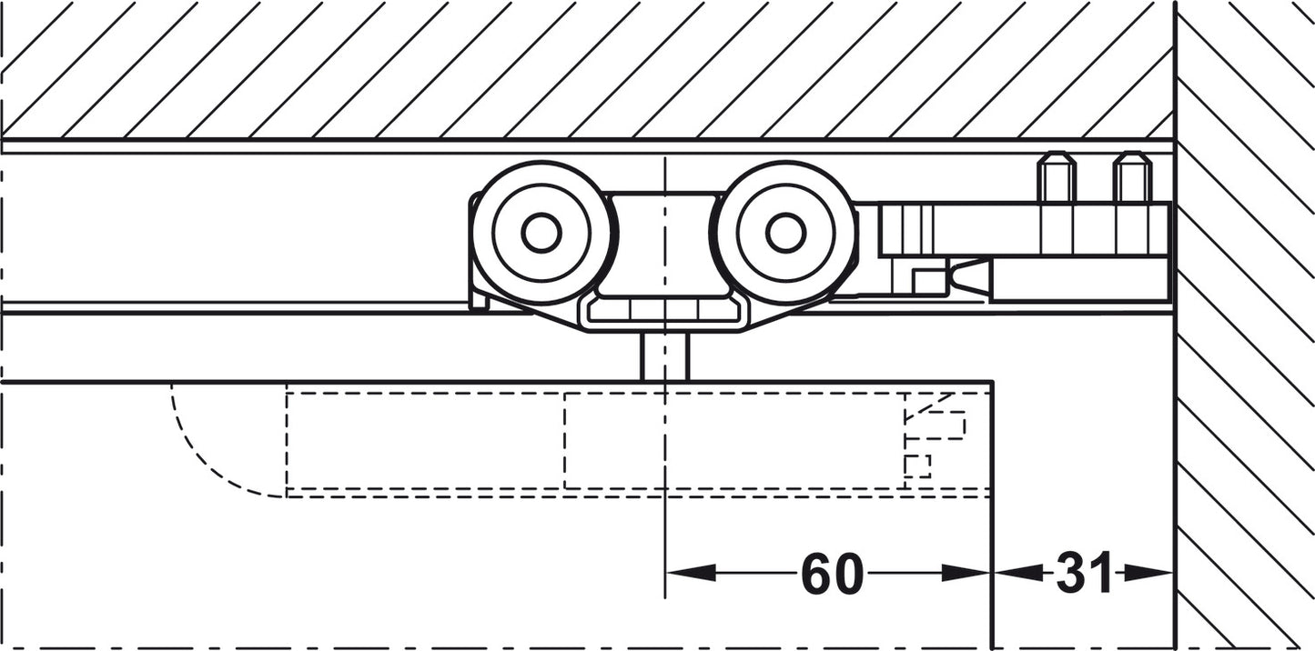 Track set, for Slido D-Line11 pocket door solution