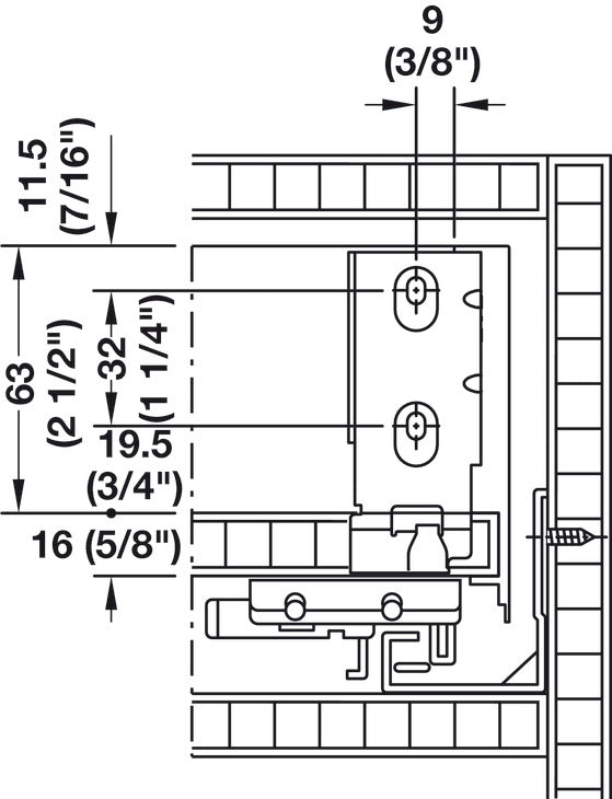 Drawer side runner system, HÃ¤fele Matrix Box Slim A, 89 mm Drawer Height