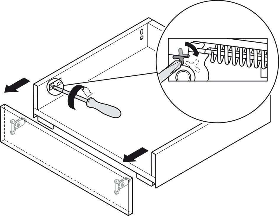 Drawer side runner system, HÃ¤fele Matrix Box Slim A, 89 mm Drawer Height