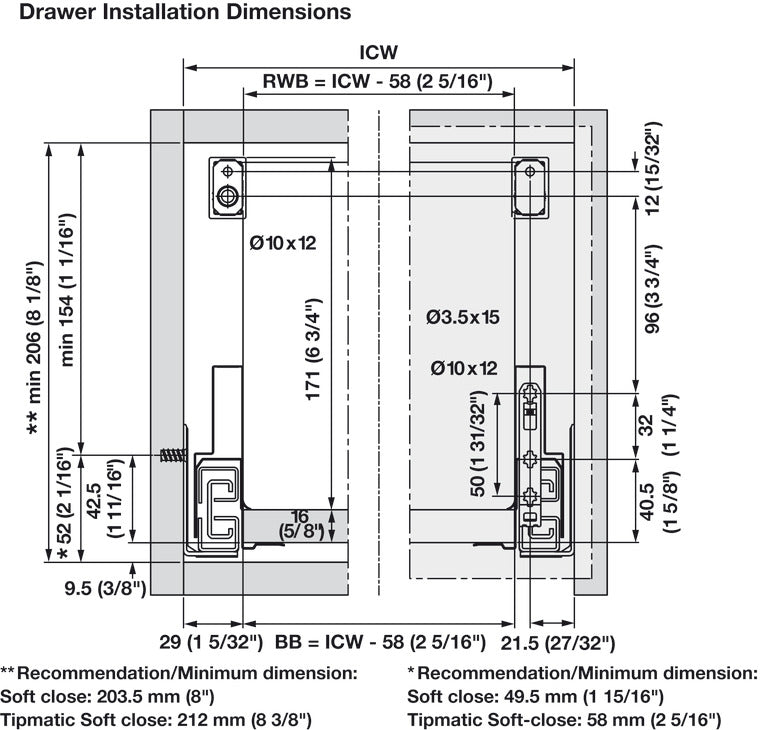 Railing set, rectangular, For Nova Pro Scala drawers