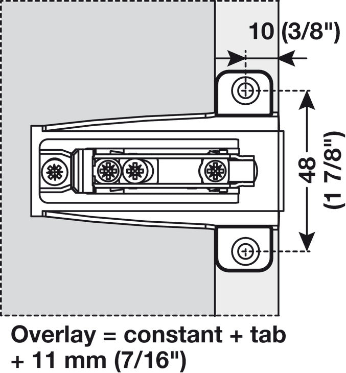 Clip Face Frame Mounting Plate, Salice, For Large Overlay Face-Frame Applications