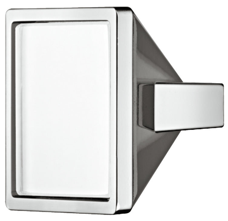 Handle, White & Polished Chrome, Glass & Zinc
