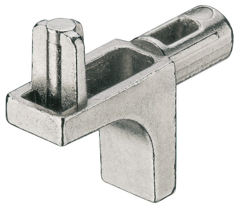 Shelf support, for wooden shelves, zinc alloy, with pin for securing shelf, load bearing capacity 15.6 kg per item