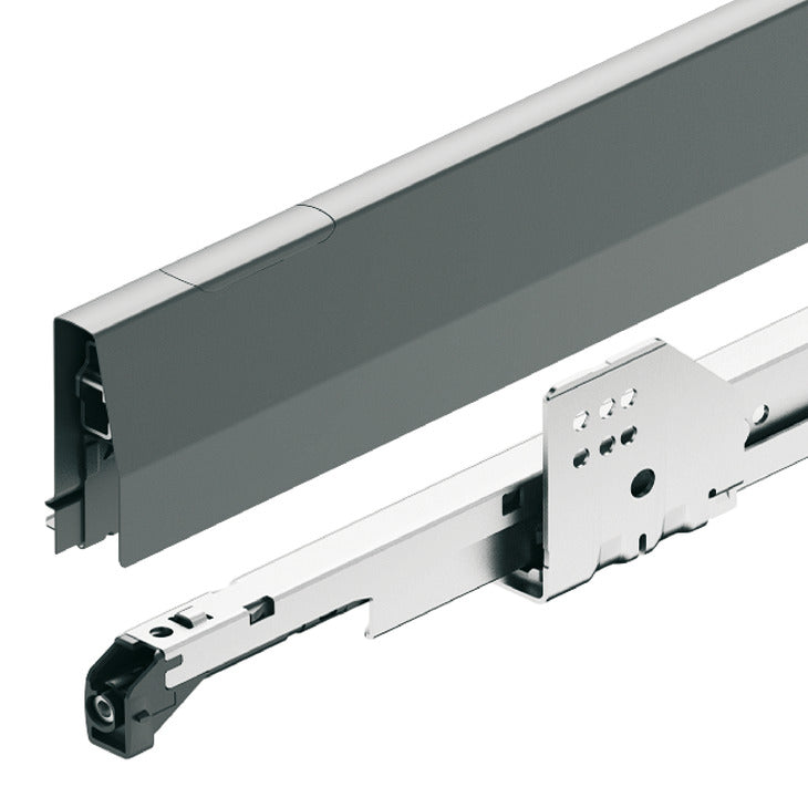 Drawer side runner system, HÃ¤fele Matrix Box P50, drawer side height (3 5/8") 92 mm, load bearing capacity (110 lbs) 50 kg
