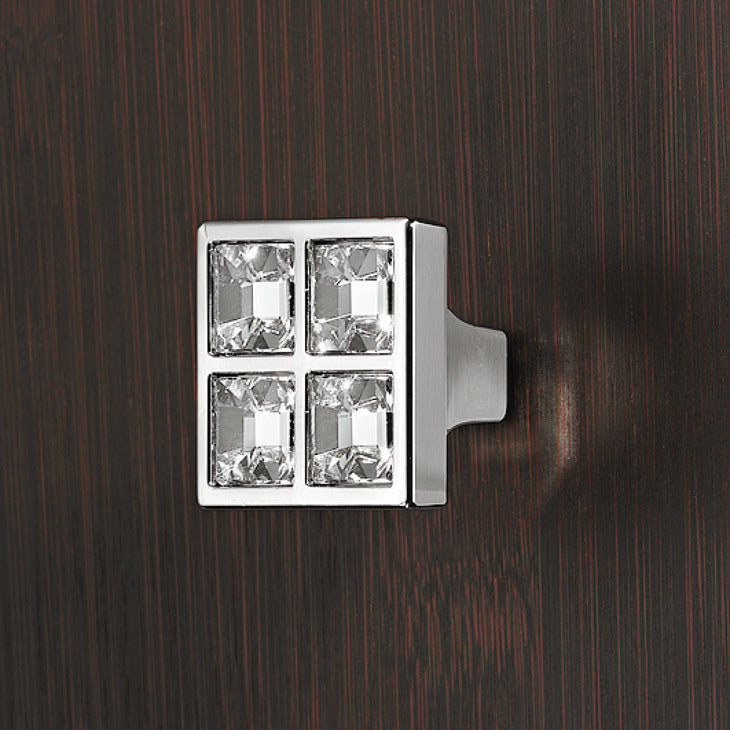 Knob, Zinc alloy, with crystal insets, square