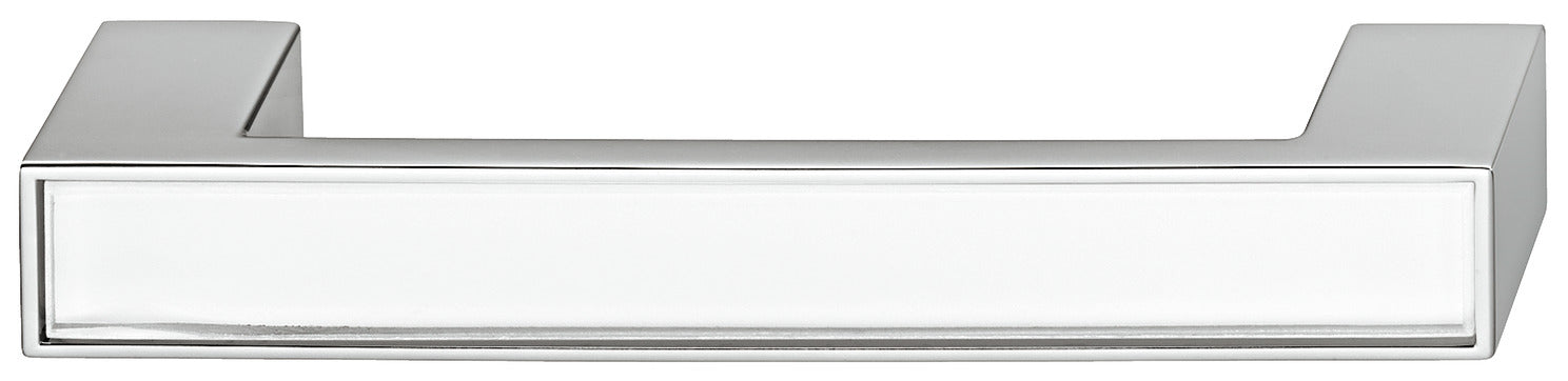 Furniture Handle, White & Polished Chrome, Glass & Zinc