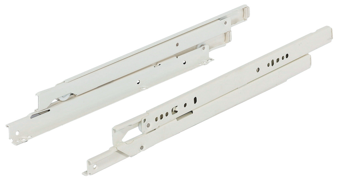 Premium Epoxy Coated Bottom Mounted Slide, Full Extension, Self-Closing, 150 lbs Weight Capacity