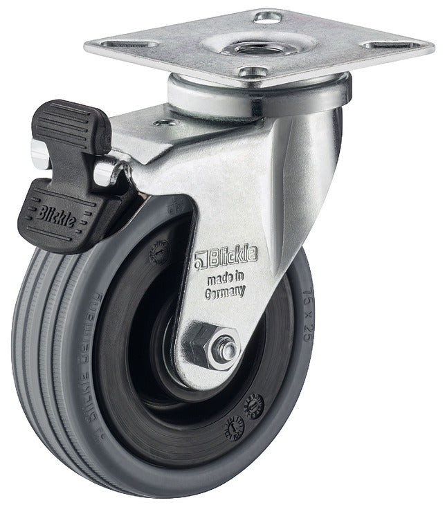 Coal Box Caster, With soft running surface, fixed or free running
