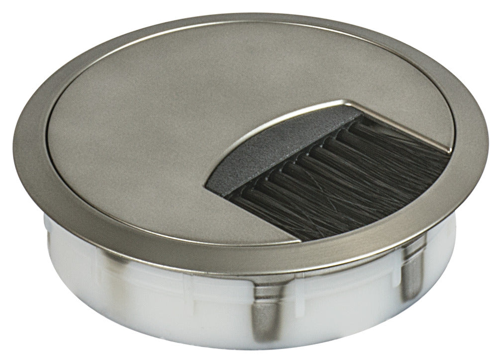 Plastic Cable Grommet, Two-Piece, Round, with Brush