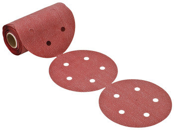 Abrasive Disc, PSA 5", Aluminum Oxide, Rolls, with 5 Holes