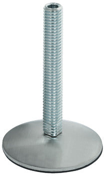 Adjusting screw, M10 thread, rotates, with stainless steel foot plate