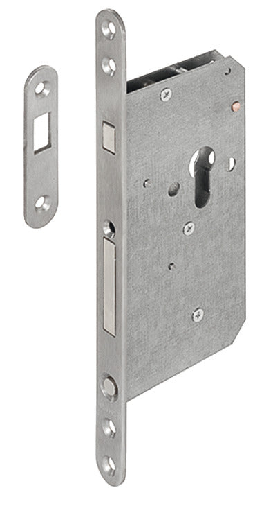 Mortise lock, for sliding doors, with compass bolt, profile cylinder