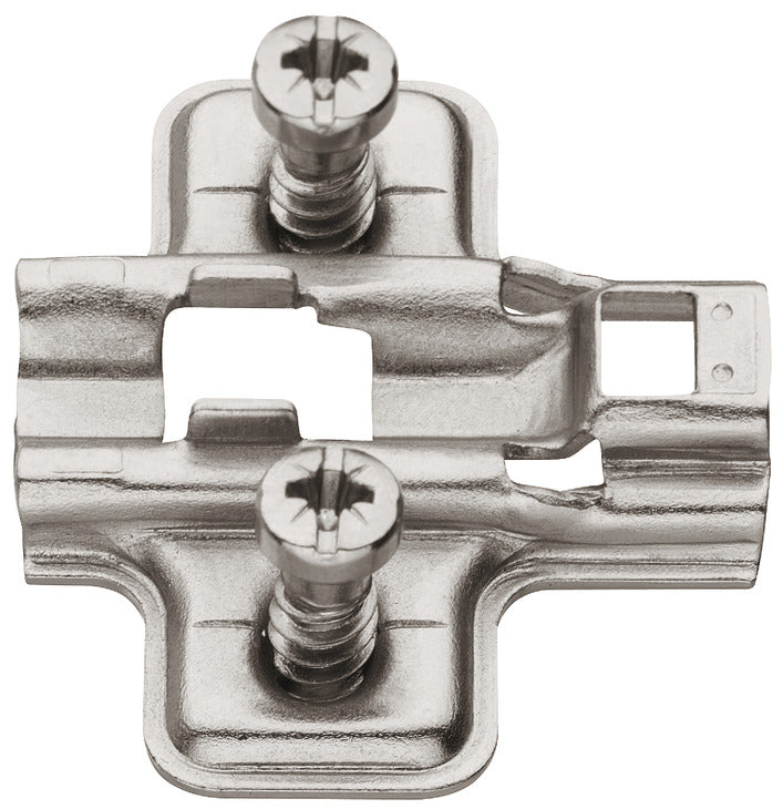 Mounting Plate, Flanged, for Clip-On Hinges, with Euro Mounting Screws