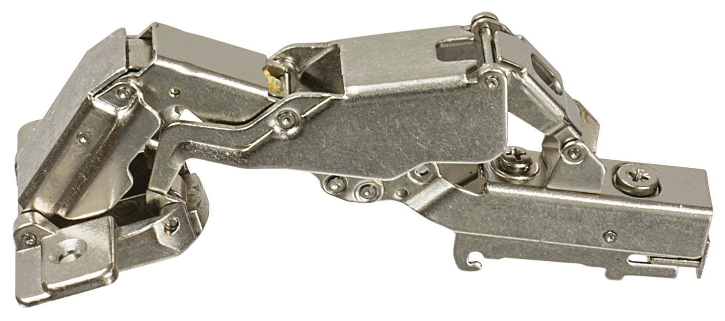 Wide Angle Clip-On Hinge, Opening Angle 165°, Inset Overlay