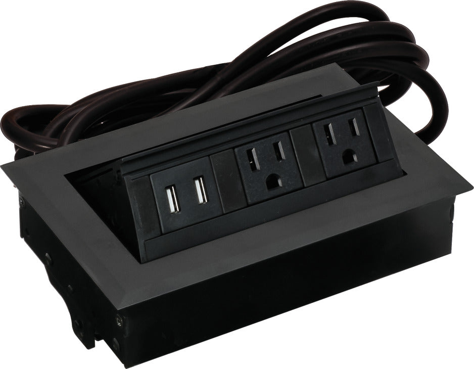 Hide-A-Dock Power/Data Station, 2 AC Outlets, 2 USB Ports