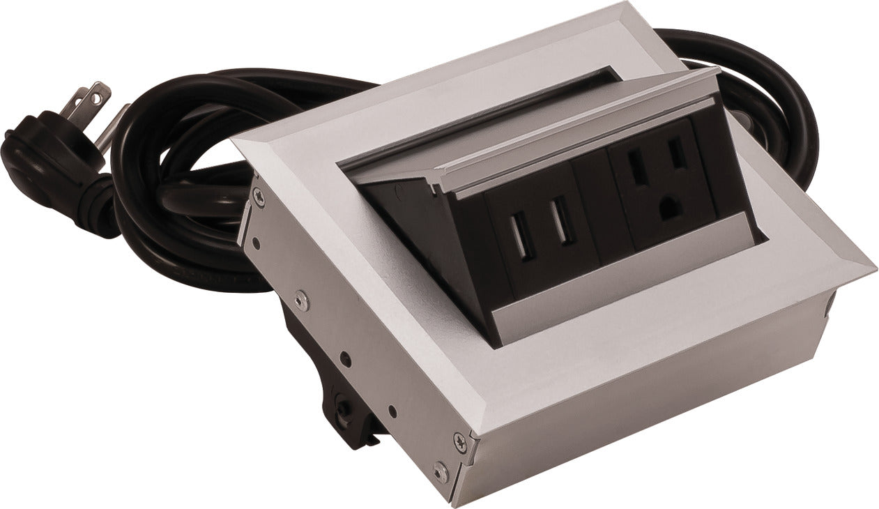 Hide-A-Dock Power/Data Station, 1 AC Outlet, 2 USB Ports