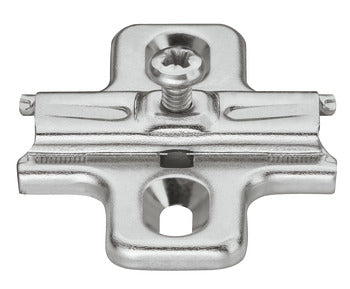 Cruciform Mounting Plate, HÃ¤fele Duomatic A, steel, with chipboard screws, edge distance 37 mm
