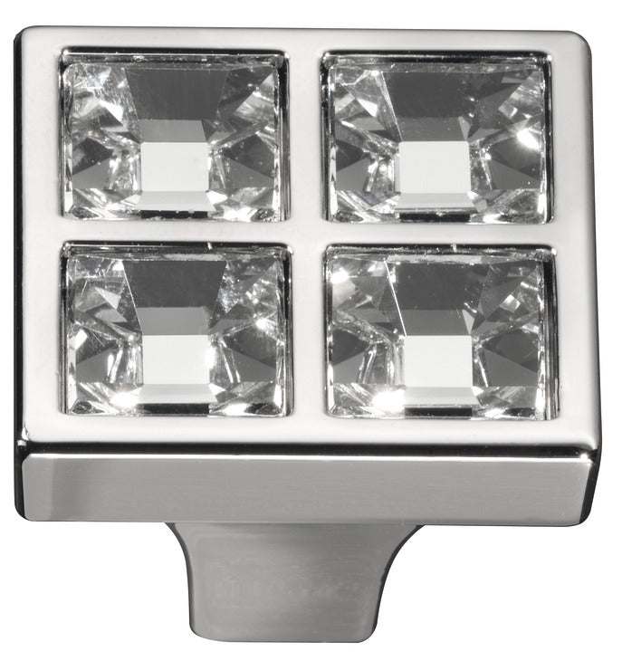 Knob, Zinc alloy, with crystal insets, square