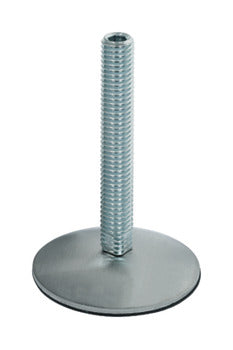 Adjusting screw, M10 thread, rotates, with stainless steel foot plate