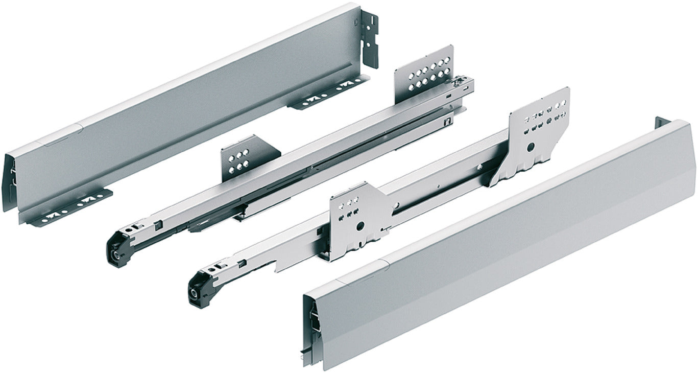 Drawer side runner system, HÃ¤fele Matrix Box P50, drawer side height (3 5/8") 92 mm, load bearing capacity (110 lbs) 50 kg