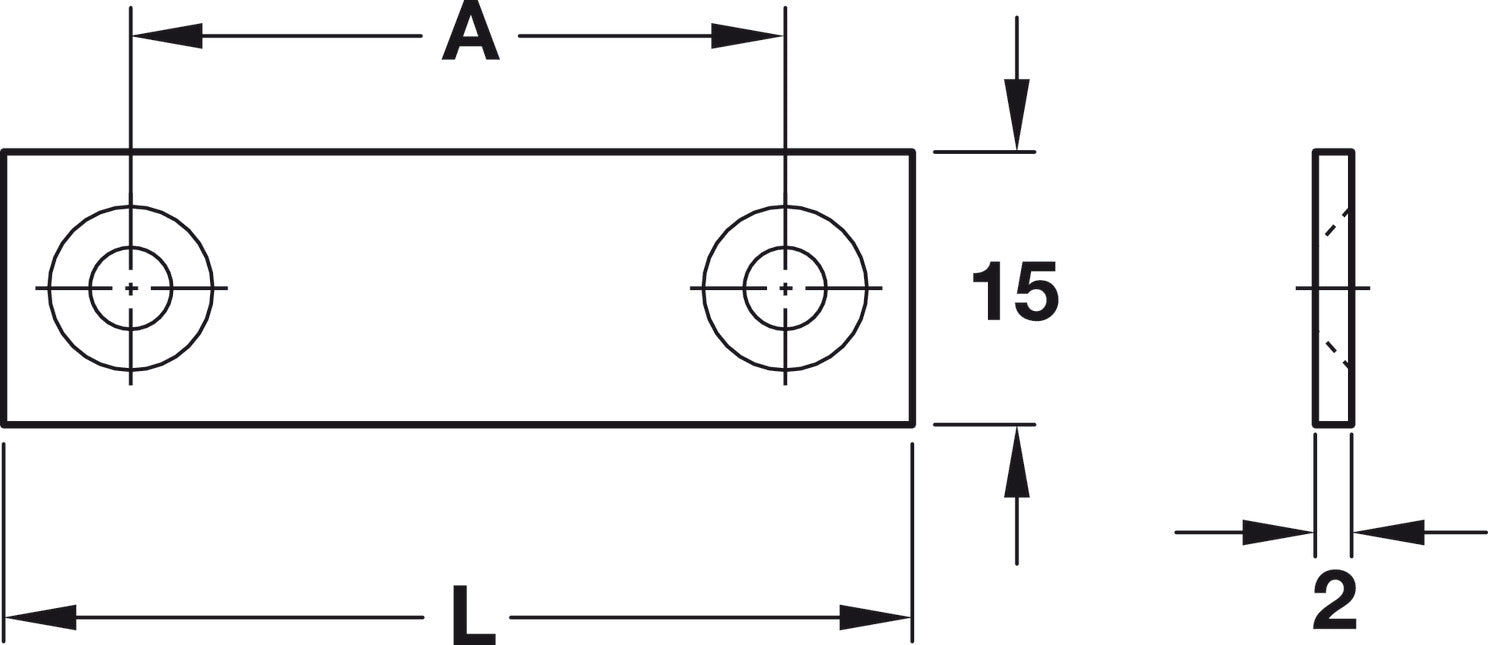 Mending Plate, with 2 Screw Holes